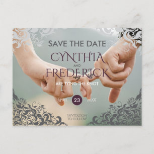 Plum Baroque Chandelier Wedding Save The Date Announcement Postcard