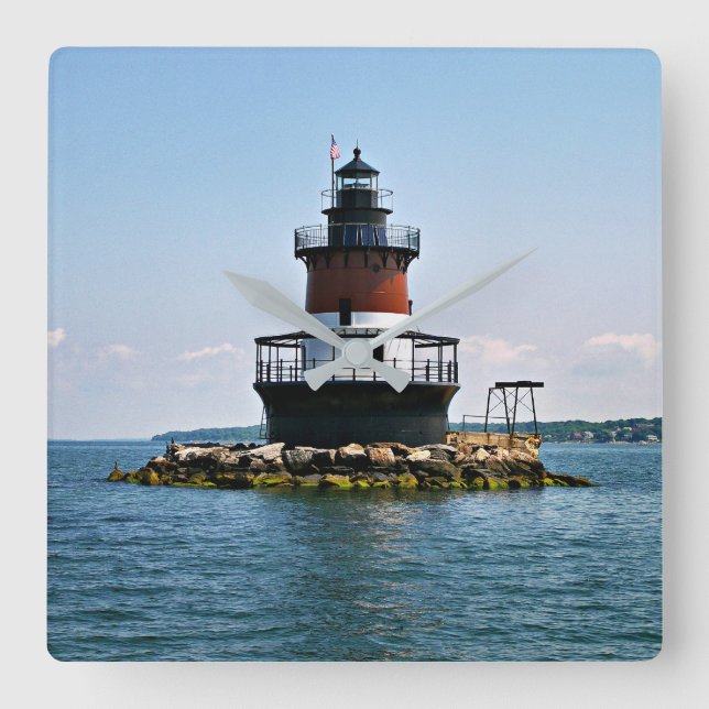 Plum Beach Lighthouse, Rhode Island Wall Clock (Front)