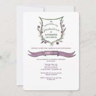 Plum Berry Shield Graduation Invitation