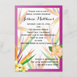 Plum Bird of Paradise Bridal Shower Wedding Invitation