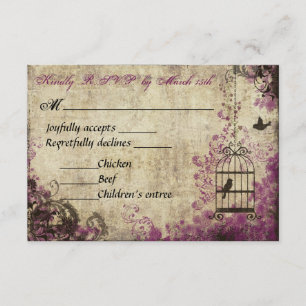 Plum Birdcage Vintage Wedding RSVP Card