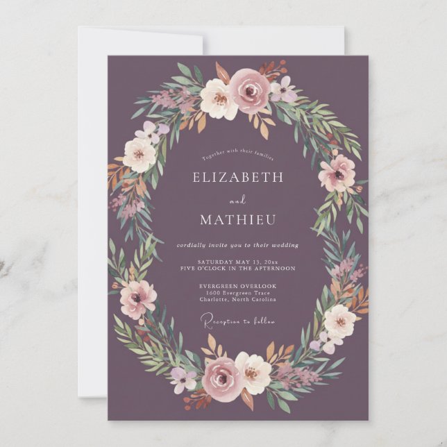 Plum Blossom Arch Flourish Wedding Invitation (Front)