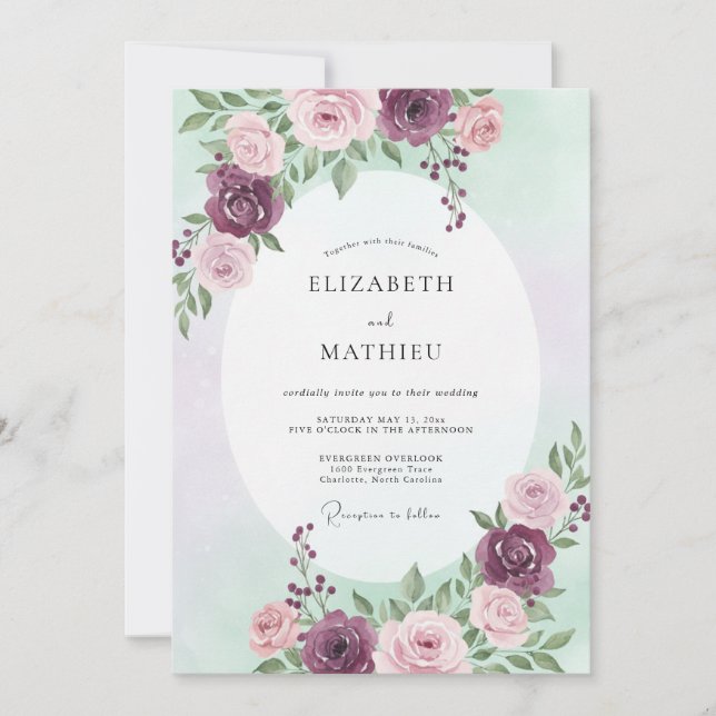 Plum Blossom Botanical Arch Wedding Invitation (Front)