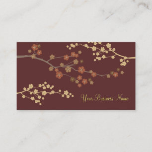 Plum Blossom Custom Business Card Maroon