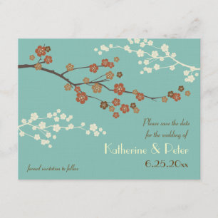Plum Blossom Custom Save The Date Invitation Card