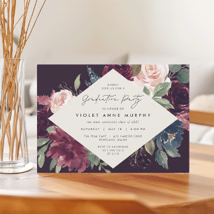 Plum Blossom Elegant Floral Graduation Party Invitation
