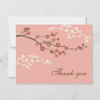 Plum Blossom Flat Thank You Card Antique Pink