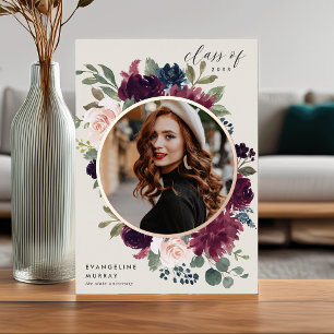 Plum Blossom Foil Photo Graduation Announcement