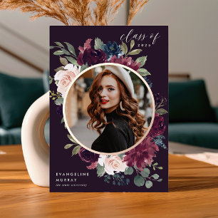 Plum Blossom Foil Photo Graduation Announcement