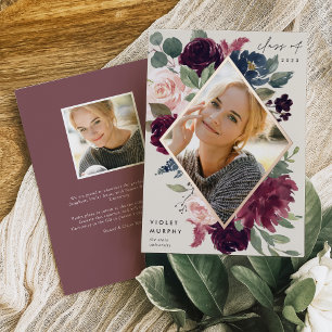 Plum Blossom   Foil Photo Graduation Announcement
