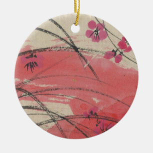 Plum Blossom Grass Ceramic Ornament