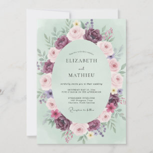 Plum Blossom Laurel Romance Wedding Invitation