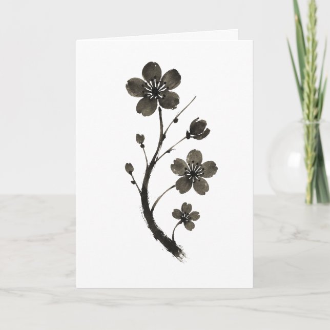 Plum Blossom Line Art – Botanical Card (Front)
