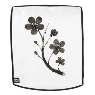 Plum Blossom Line Art – Botanical Design on Backpack