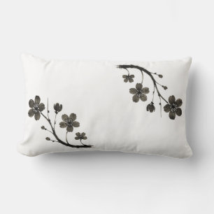 Plum Blossom Line Art – Botanical Design on Lumbar Pillow