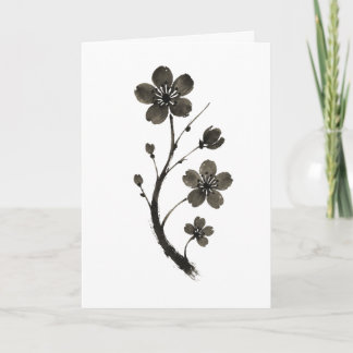 Plum Blossom Line Art - Carte Botanique