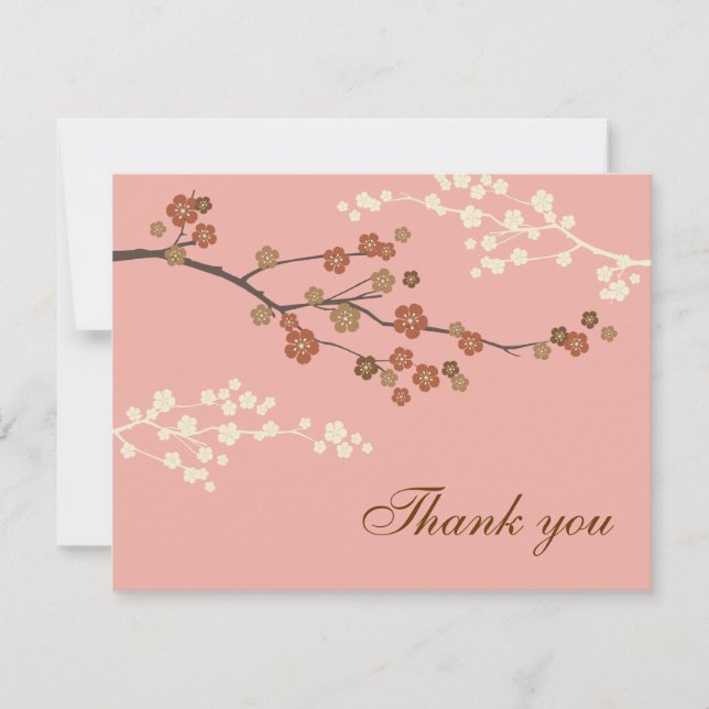 Plum Blossom Plat Carte de remerciements rose anti (Devant)