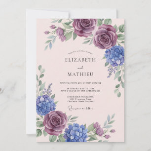 Plum Blossom Romantic Flourish Wedding Invitation