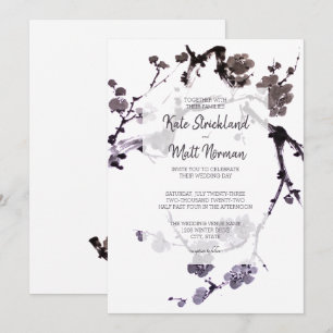 Plum blossom sumie ink invitation