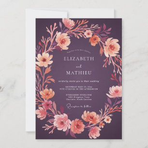 Plum Blossom Wreath Wedding Invitation