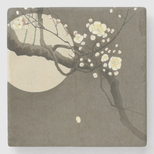 Plum Blossoms at Night by Ohara Koson Elegant Stone Coaster