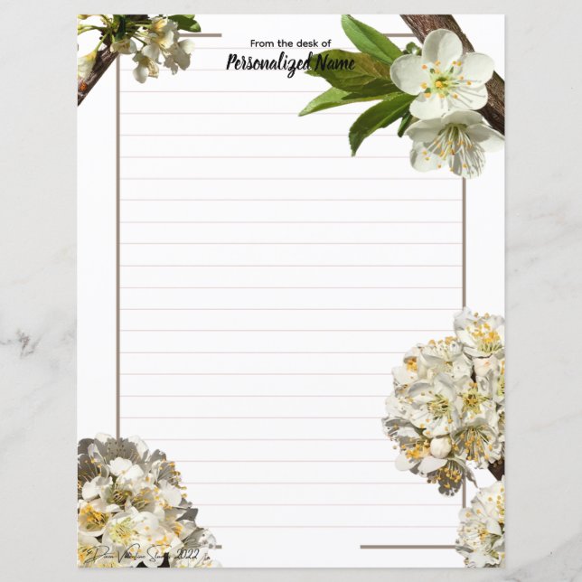 Plum Blossoms Lined Paper Sheet (Front)