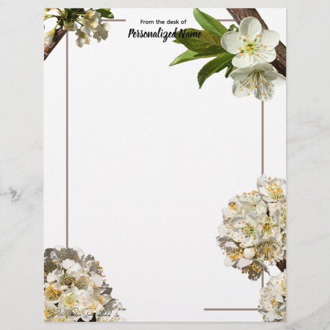 Plum Blossoms Unlined  Letterhead (Front)