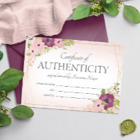 Plum Blush Flowers Certificate of Authenticity