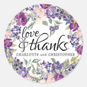 Plum Blush Love & Thanks Wedding Sticker
