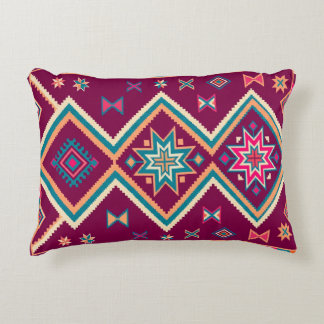 Plum Boho Southwestern Geometric Folk Art Pattern Accent Pillow