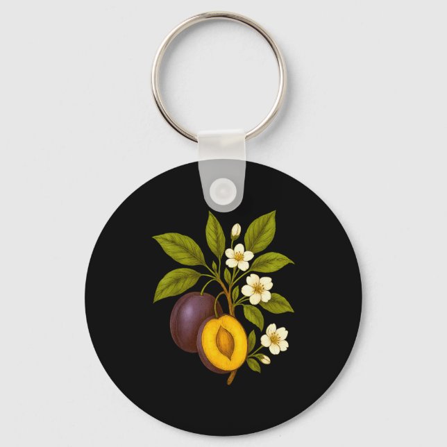 Plum Botanical Fruit Graphic Orchard Farm Nature A Keychain (Front)