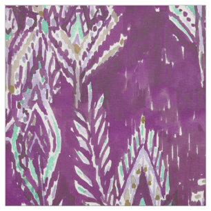 Plum Brave Feather Tribal Print Fabric