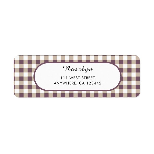 Plum Buffalo Plaid - Adresse de retour de vacances (Devant)