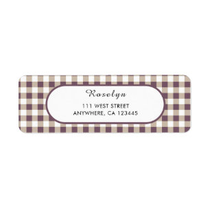 Plum Buffalo Plaid Holiday Return Address Label