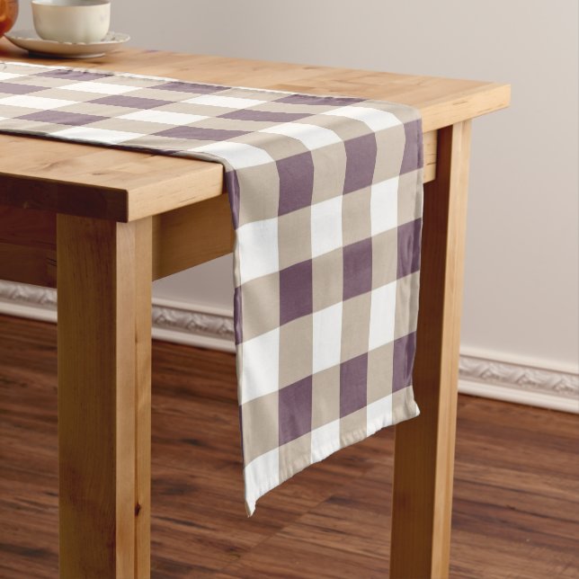 Plum Buffalo Plaid Holiday Short Table Runner (In Situ)