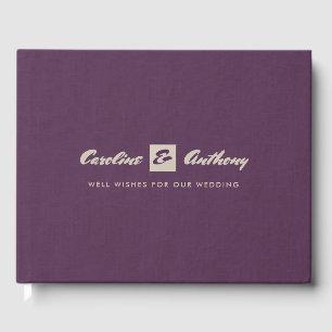 Plum Burlap Texture Wedding Guest Book