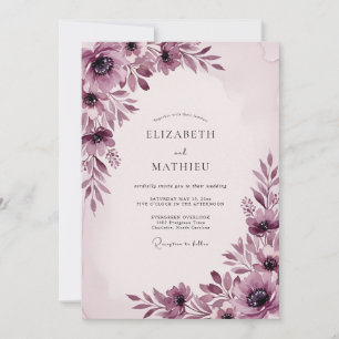 Plum Captivating Botanical Wedding Invitation