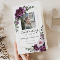 Plum Celebration of Life Folded Funeral Program
