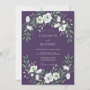 Plum Celestial Botanical Wedding Invitation