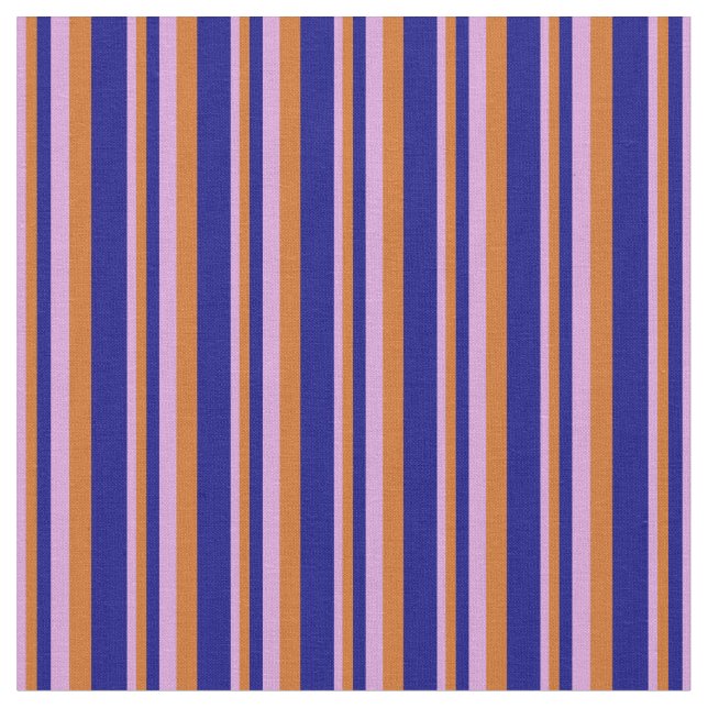 Plum, Chocolate & Blue Stripes Fabric (Close Up)