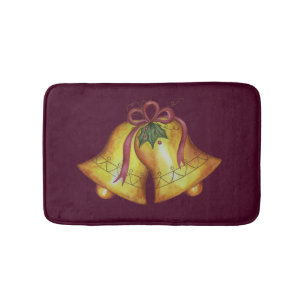 Plum Christmas Bells Bathroom Rug Mat