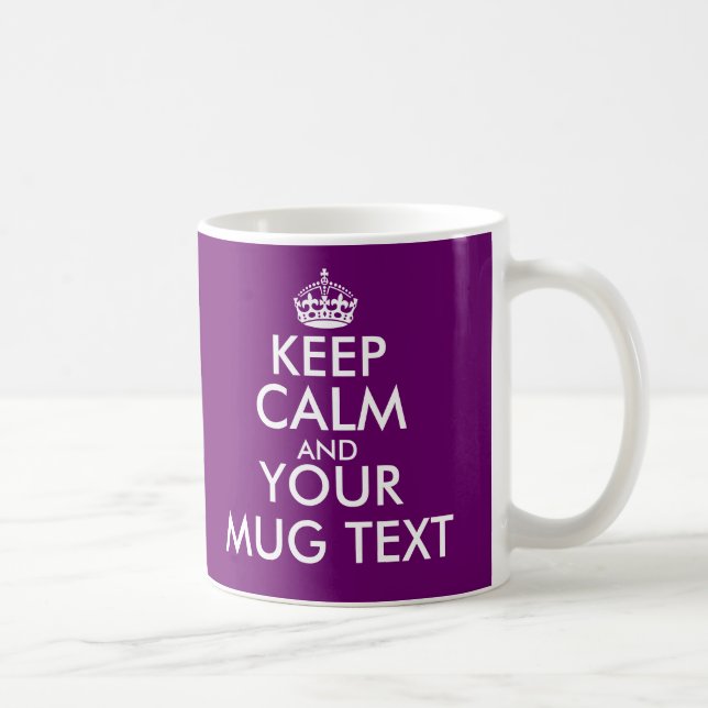 Plum colour Keep Calm Mug | Customize text (Right)