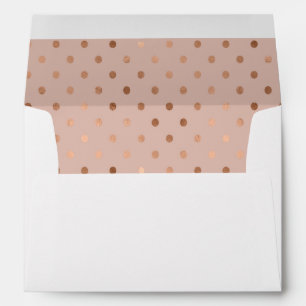 Plum Coloured Rose Gold Polka Dots Lined Envelopes