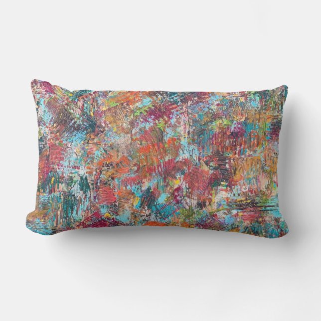 Plum Crazy Outdoor Lumbar Throw Pillow (Front)