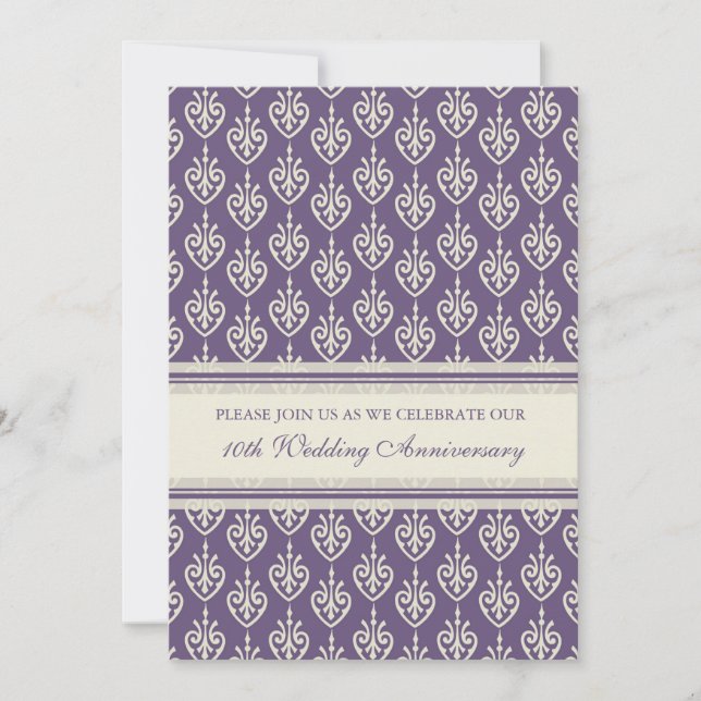 Plum Cream 10th Anniversary Party Invitation (Front)