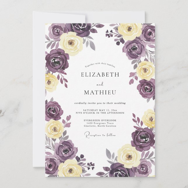 Plum Cream Bloom Wedding Invitation (Front)