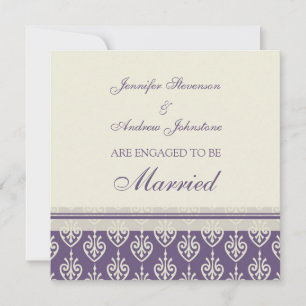 Plum Cream Engagement Announcement Cards