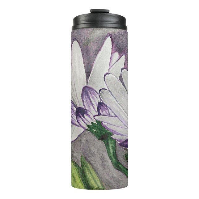 Plum daisy flowers thermal tumbler (Front)