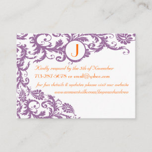 Plum Damask Orange  Response and Website Cards