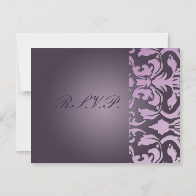 Plum Damask/RSVP cards require 5x7 invites (Front)